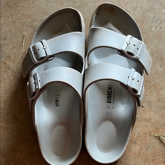 Birkenstock Light Gray Sandal Slip ons - Picture 1 of 6